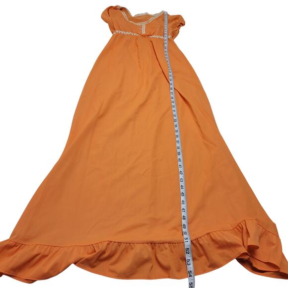 Vintage 2 piece Formfit Rogers orange lace long empire nightgown robe jacket - Picture 4 of 11
